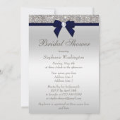 Faux Silver Sequins Navy Bow Vrijgezellenfeest Kaart (Achterkant)