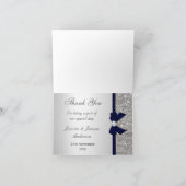 Faux Silver Sequins Navy Diamond Bow Hartelijk dan Bedankkaart (Binnen)