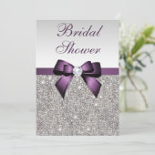 Faux Silver Sequins Paarse boog Vrijgezellenfeest Kaart (Staand voorkant)