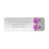Faux Silver Sequins Radiant Orchid Bow and Diamond Etiket (Voorkant)