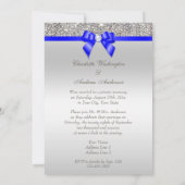 Faux Silver Sequins Royal Blue Wedding Reception Kaart (Achterkant)