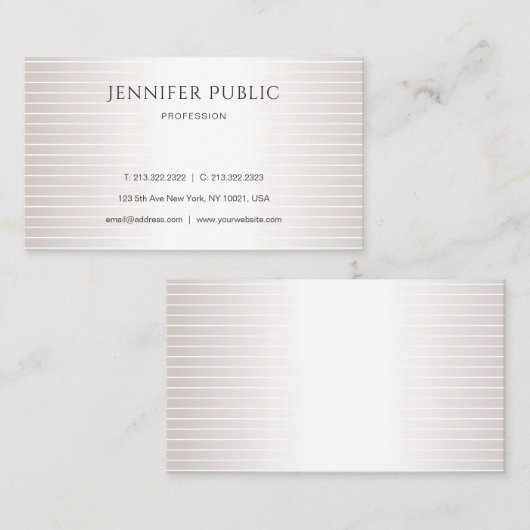 Faux Silver Shiny Elegant Design Modern Plain Luxe Visitekaartje (Voorkant / Achterkant)
