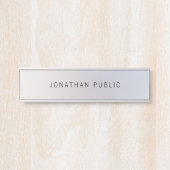 Faux Silver Sjabloon Moderne Professional Elegant Deurbordje (Voorkant)