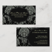 Faux Silver/Slate Damask/DIY achtergrond Visitekaartje (Voorkant / Achterkant)