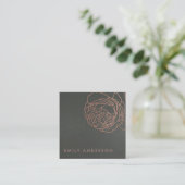 FAUX SILVER STEEL GRAY BLUSH PINK ROSE GOLD FLORAL VIERKANTE VISITEKAARTJE (Staand voorkant)