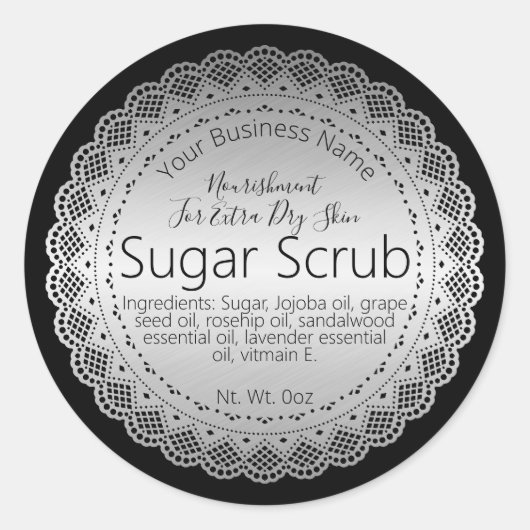 Faux Silver Sticker Label Handmade Sugar Scrub (Voorkant)