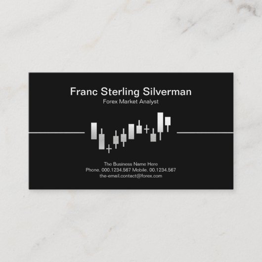 Faux Silver Stock Exchange Graph Financial Advisor Visitekaartje (Voorkant)