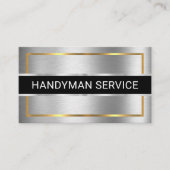 Faux Silver Stripe Gold Frame Visitekaartje (Voorkant)