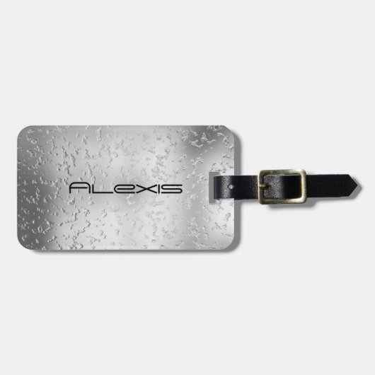 Faux Silver Textured Metal 015 Bagagelabel (Voorkant horizontaal)