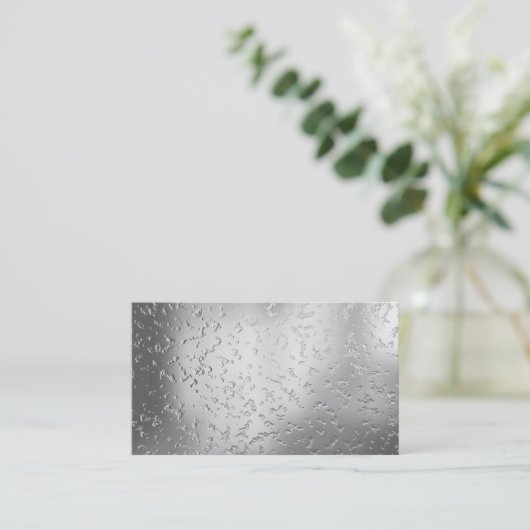 Faux Silver Textured Metal 015 Visitekaartje (Staand voorkant)
