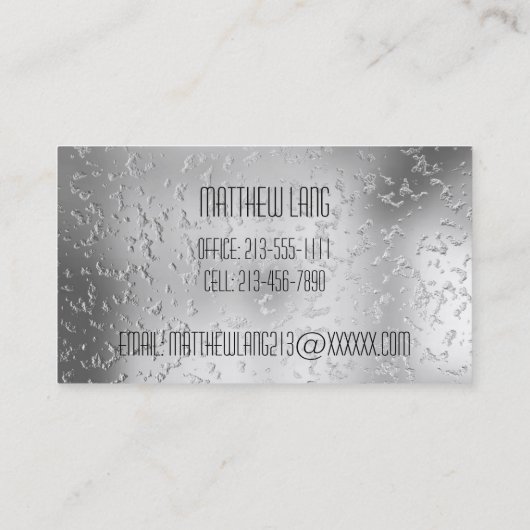 Faux Silver Textured Metal 015 Visitekaartje (Achterkant)