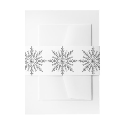 Faux Silver Tone Snowflakes Winter Weddenschap Uitnodigingen Wikkel (Voorkant Voorbeeld)