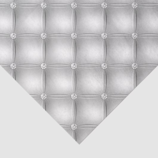 Faux Silver Tufted Diamond Student leder Tissuepapier (Detail)