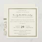 FAUX SILVER WHITE DAMASK CLASSIC WORKSHOP EVENT KAART (Voorkant / Achterkant)