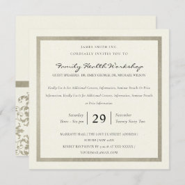 FAUX SILVER WHITE DAMASK CLASSIC WORKSHOP EVENT KAART