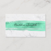 Faux Silver White Folie Marble Mint Bruske Stroke Visitekaartje (Voorkant)