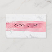Faux Silver White Folie Marble Pink Bruske Stroke Visitekaartje (Voorkant)