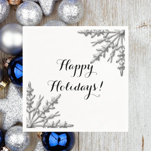 Faux Silver Winter Snowflake Prettige feestdagen Servet