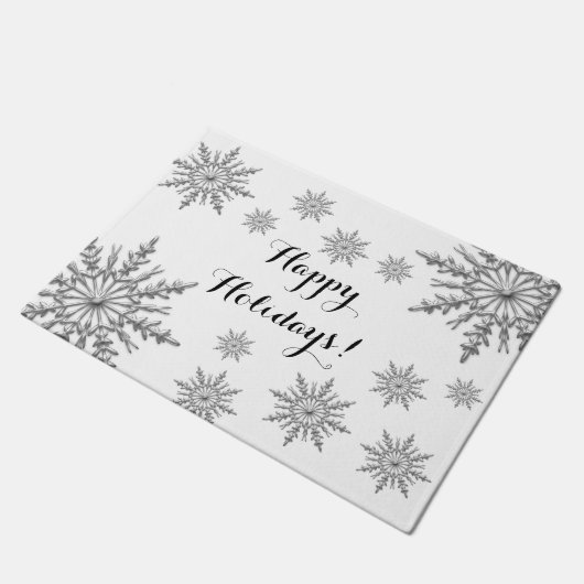 Faux Silver Winter Snowflakes Prettige feestdagen Deurmat (Schuin)