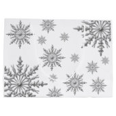 Faux Silver Winter Snowflakes Prettige feestdagen Large Cadeautasje (Achterkant)