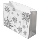 Faux Silver Winter Snowflakes Prettige feestdagen Large Cadeautasje (Achterkant Gekanteld)