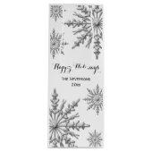 Faux Silver Winter Snowflakes Prettige feestdagen Wijn Cadeautas (Voorkant)