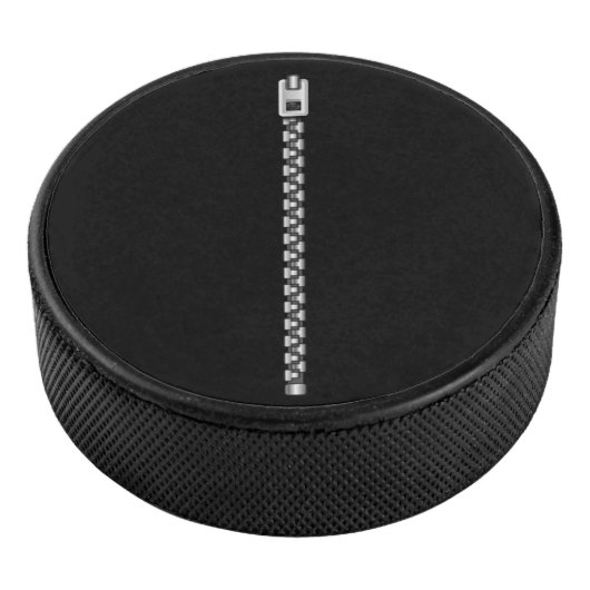 Faux Silver Zipper Hockey Puck (3/4)