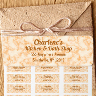 Faux Sinaasappel marmer retour adres label