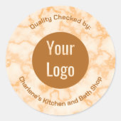 Faux Sinaasappel Marmer Ronde Sticker (Voorkant)