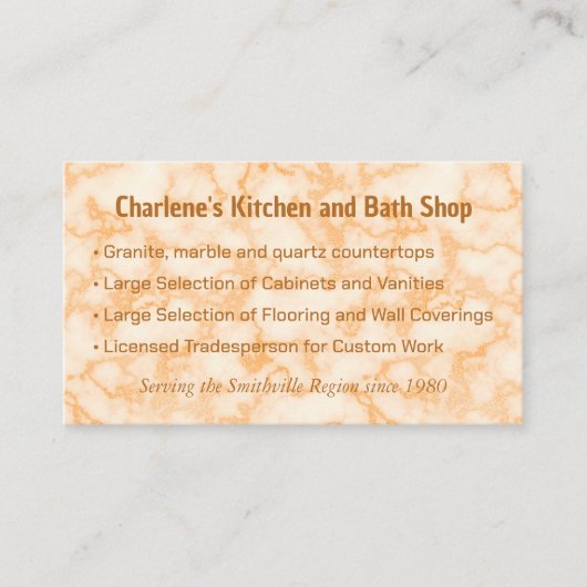 Faux Sinaasappel Marmer Visitekaartje (Voorkant)