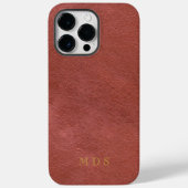 Faux Sinaasappel Rood Leder Oxblood Gold Monogram Case-Mate iPhone Case (Achterkant)