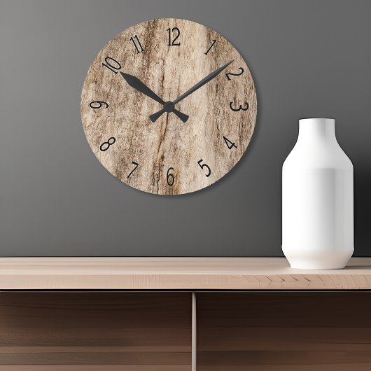Faux Soft Old Wood Ronde Klok