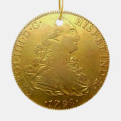 Faux Spain Gold Doubloon kerstversiering Keramisch Ornament (Voorkant)