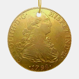 Faux Spain Gold Doubloon kerstversiering Keramisch Ornament
