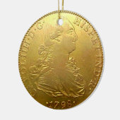 Faux Spain Gold Doubloon kerstversiering Keramisch Ornament (Links)