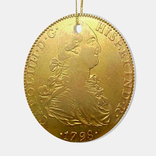Faux Spain Gold Doubloon kerstversiering Keramisch Ornament (Links)