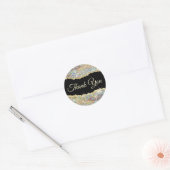 Faux Sparking Gold Sequin Hartelijk dank Ronde Sticker (Envelop)