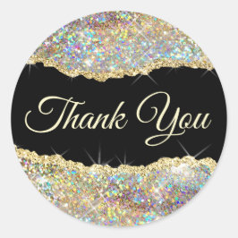 Faux Sparking Gold Sequin Hartelijk dank Ronde Sticker
