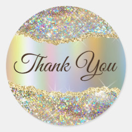 Faux Sparking Gold Sequin Hartelijk dank Ronde Sticker