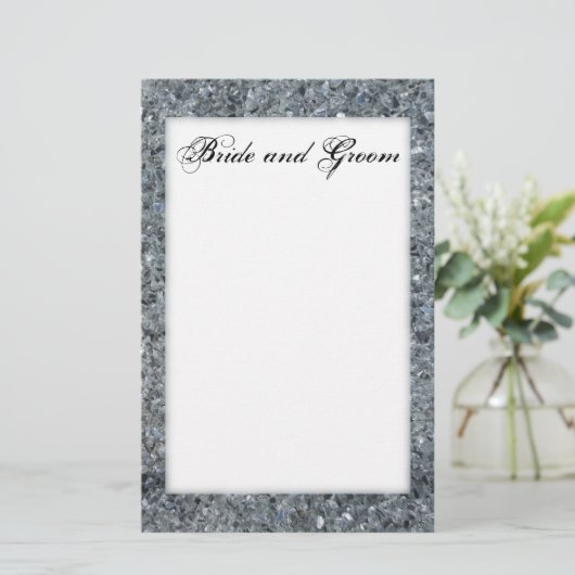 Faux Sparkle Bruiloft Briefpapier (Staand voorkant)