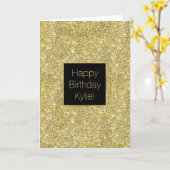 Faux Sparkle Gold Glitter Verjaardag Kaart (Gele Bloem)