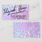 Faux Sparkle paarse dank u kortingskaart Visitekaartje (Voorkant / Achterkant)
