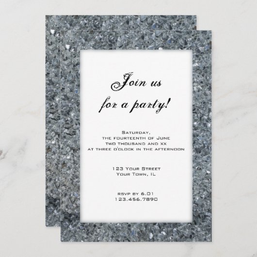 Faux Sparkle Party Invitation Kaart (Voorkant / Achterkant)