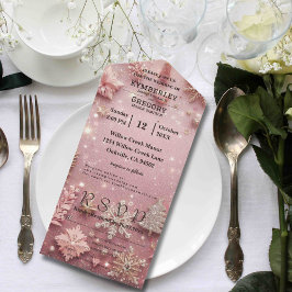 Faux Sparkle Shimmer Roze Zilver Winter Kerstmis All In One Uitnodiging