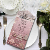 Faux Sparkle Shimmer Roze Zilver Winter Kerstmis All In One Uitnodiging