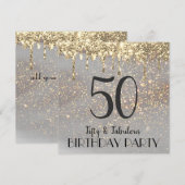 faux sparkle - uitnodiging voor 50e verjaardag (Voorkant / Achterkant)