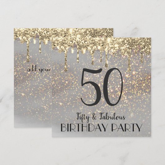 faux sparkle - uitnodiging voor 50e verjaardag (Voorkant / Achterkant)