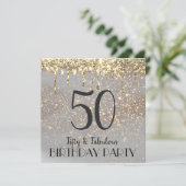 faux sparkle - uitnodiging voor 50e verjaardag (Staand voorkant)