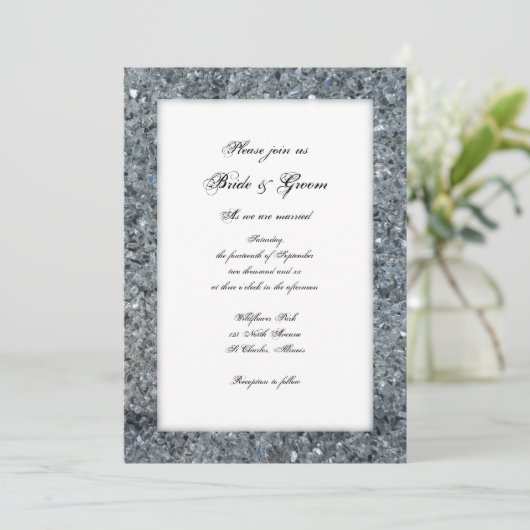 Faux Sparkle Wedding Invitation Kaart (Staand voorkant)