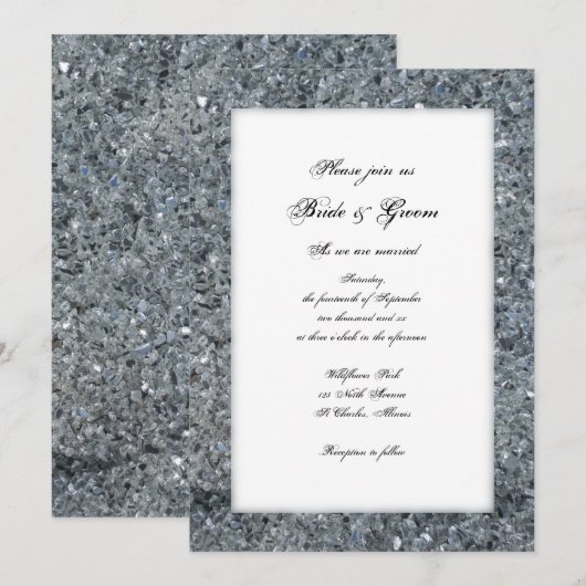 Faux Sparkle Wedding Invitation Kaart (Voorkant / Achterkant)